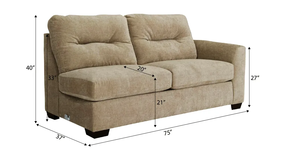 Oliver Right Arm Facing Loveseat Dimensions