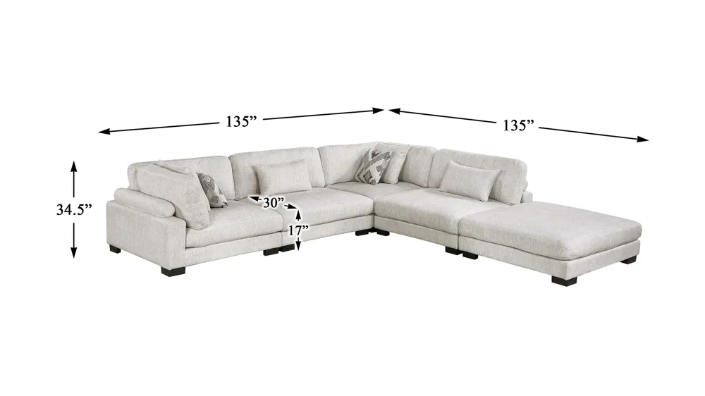 Howerton 5-pc. Modular Sectional with Ottoman Dimensions
