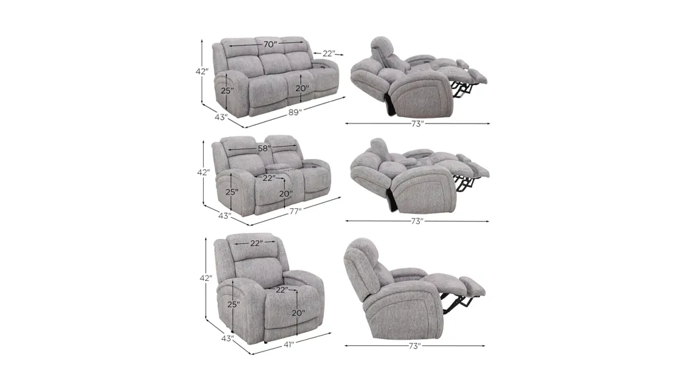 Zane Living Room Set Dimensions