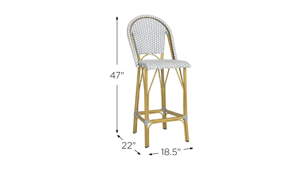 Blaze Outdoor French Bistro Bar Stool Dimensions