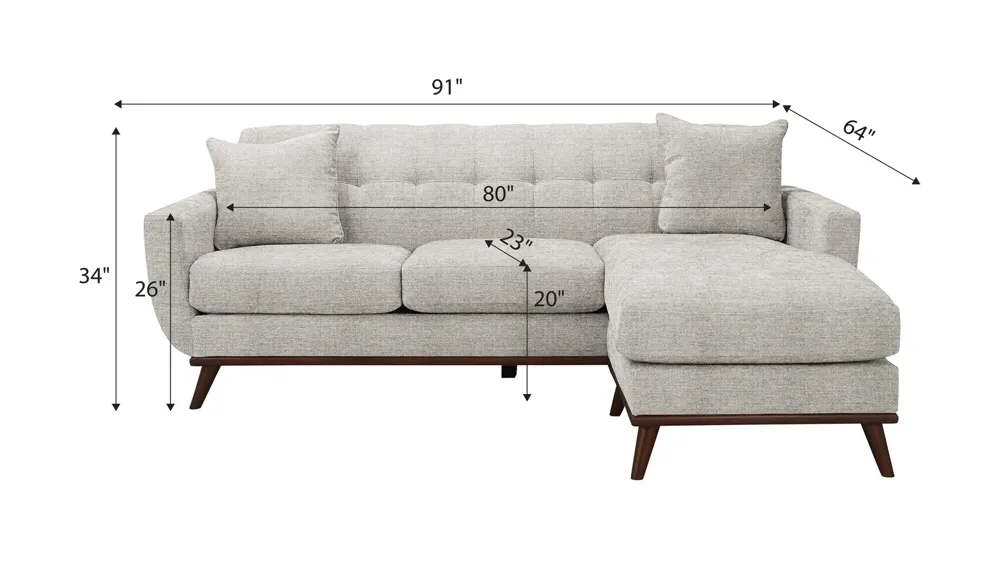 Milo Reversible Sofa Chaise Dimensions