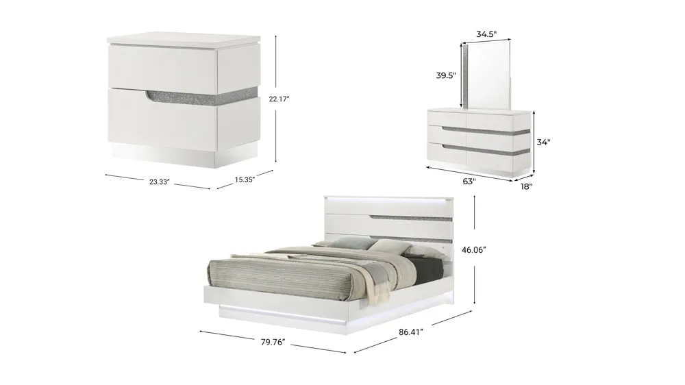 Paradox 4-pc. Bedroom Set Dimensions