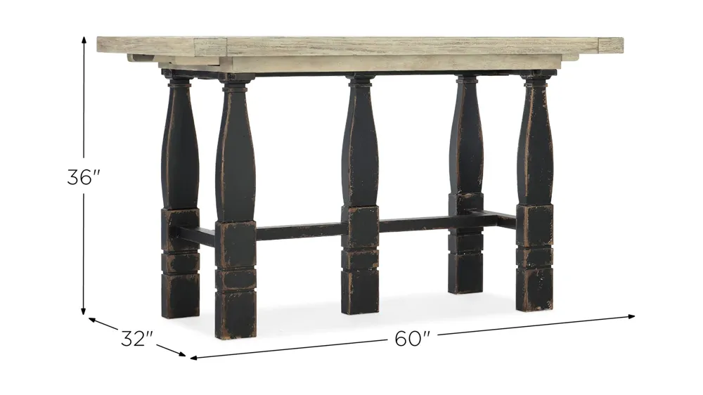 Ciao Bella Rectangular Adjustable-Height Dining Table with Two Leaves Dimensions