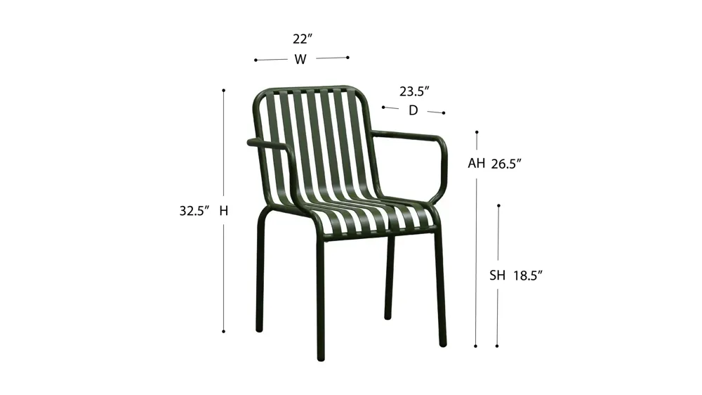 Enid Outdoor Armchair - Set of 2 Dimensions