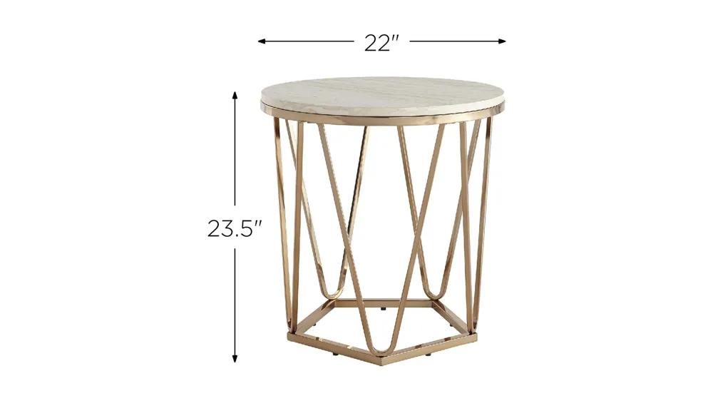 Bideford Round Faux Marble End Table Dimensions