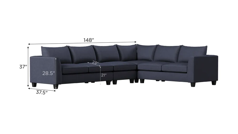 Daine 4-pc. Sectional Sofa Dimensions