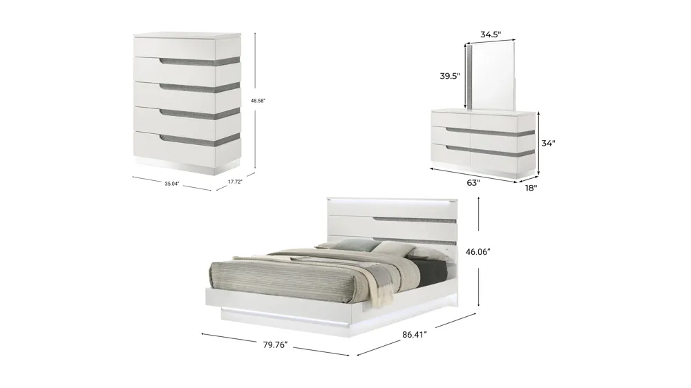 Paradox 4-pc. Bedroom Set Dimensions