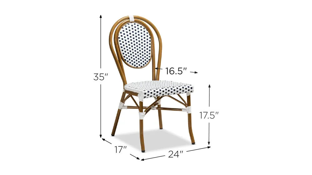 Gauthier Outdoor Stackable Bistro Dining Chair Dimensions