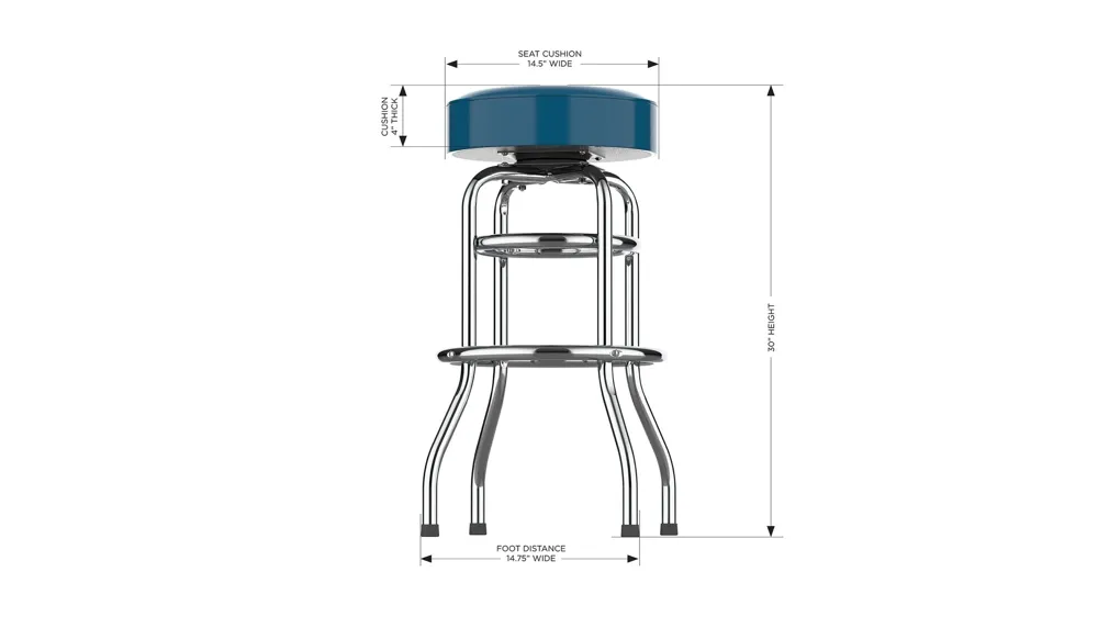 NFL Backless Swivel Bar Stool Dimensions
