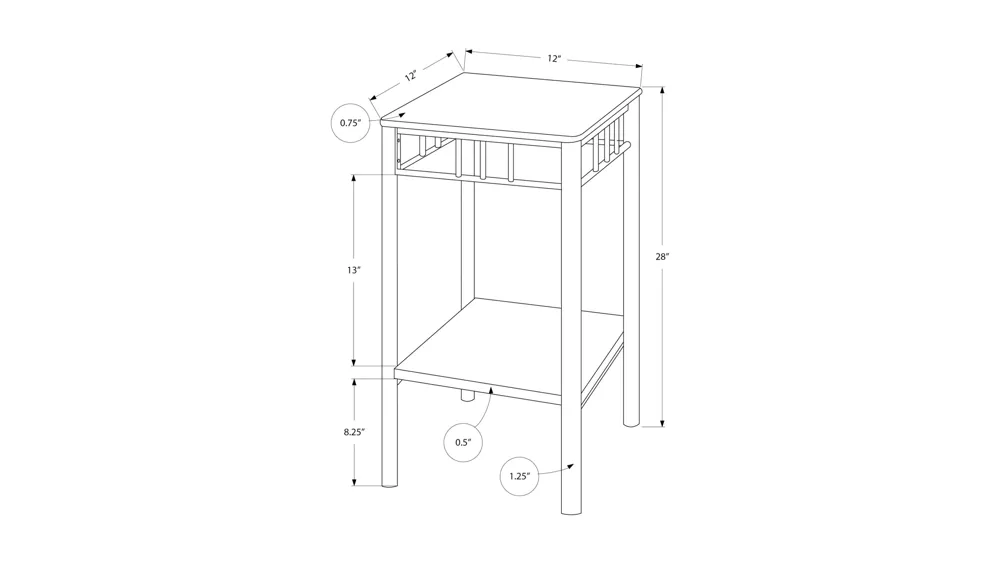 Monarch Specialties Plant Display Table Dimensions