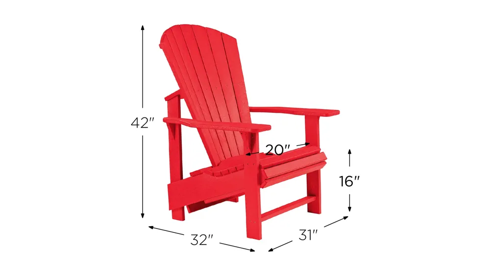 Generation Recycled Outdoor Upright Adirondack Chair Dimensions
