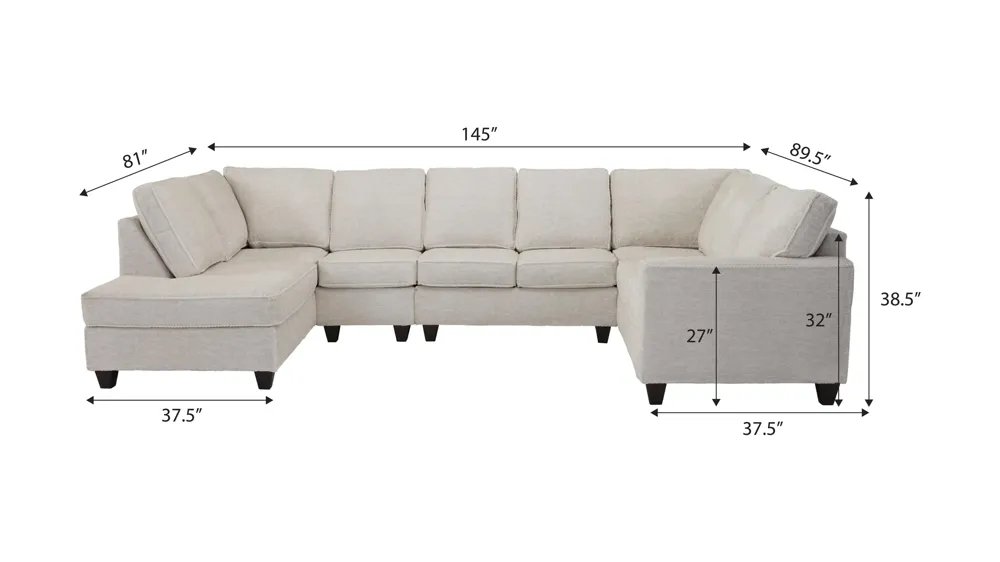 Dune 5-pc. Sectional Dimensions