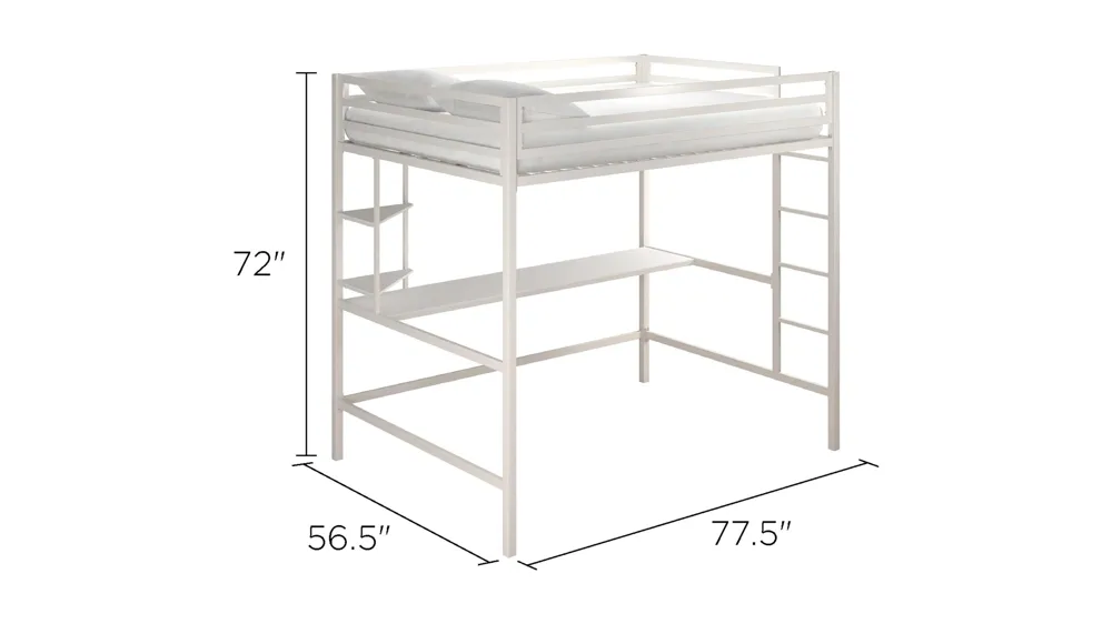 Novogratz Maxwell Loft Bed with Desk & Shelves Dimensions