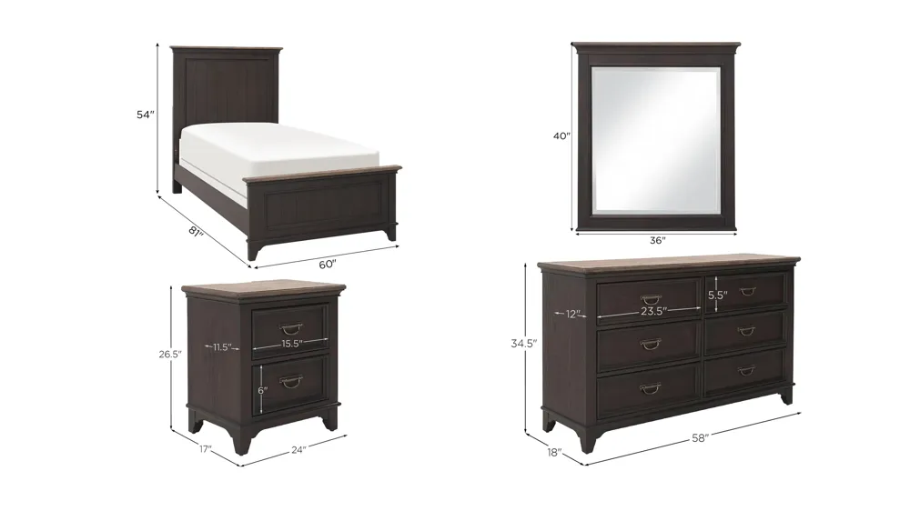 Dakota 4-pc. Bedroom Set Dimensions