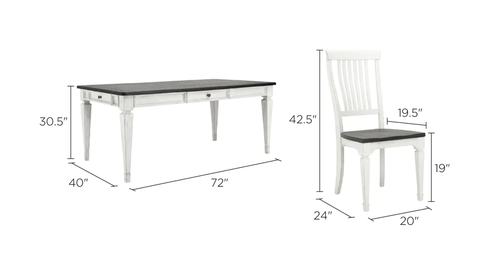 Shelby 5-pc. Dining Set Dimensions