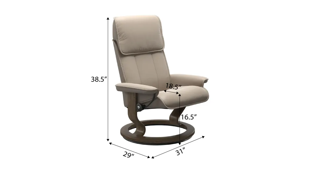 Admiral Medium Classic Recliner Dimensions