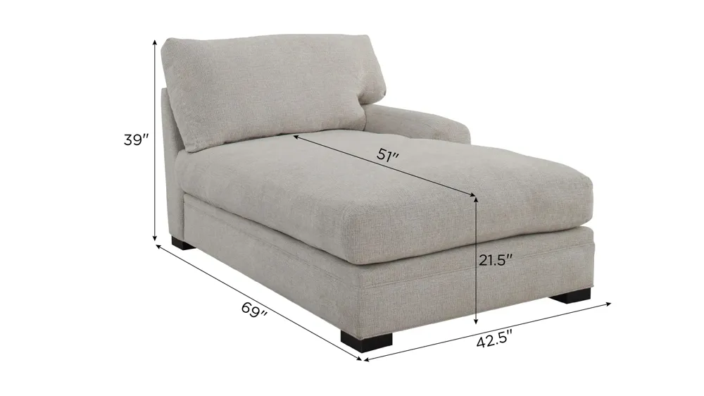 Bayside Right Arm Facing Chaise Dimensions