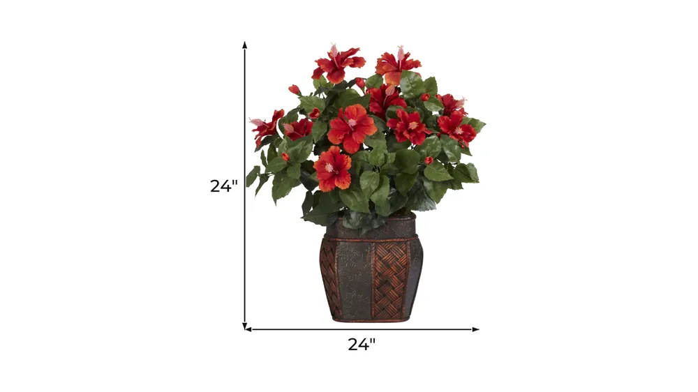 Hibiscus with Vase Silk Plant Dimensions