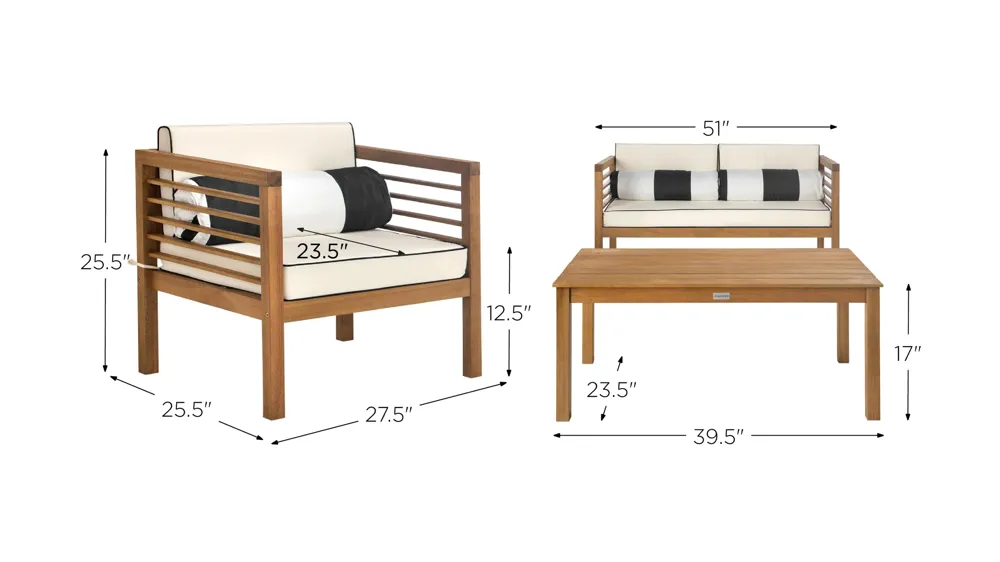 Samana 4-pc. Patio Set Dimensions