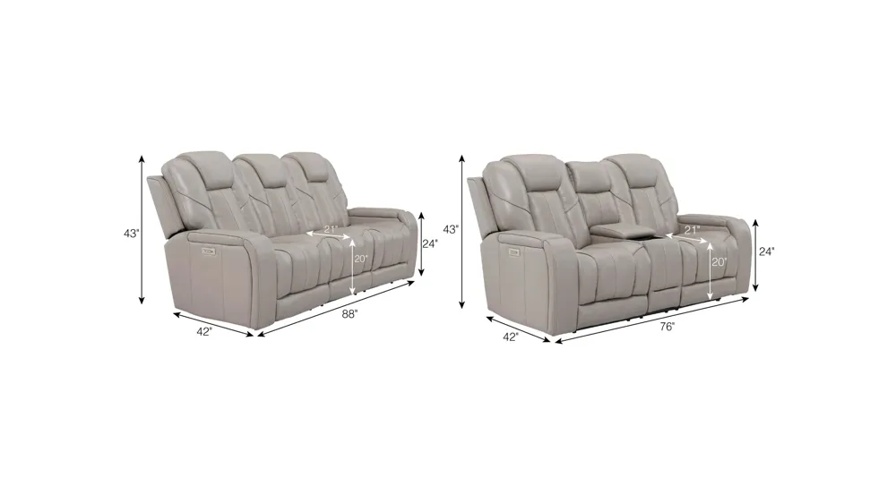 Starlight Triple Power Living Room Set Dimensions