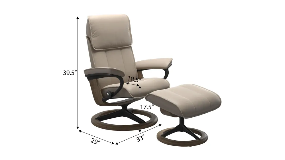 Admiral Medium Signature Chair & Ottoman Dimensions