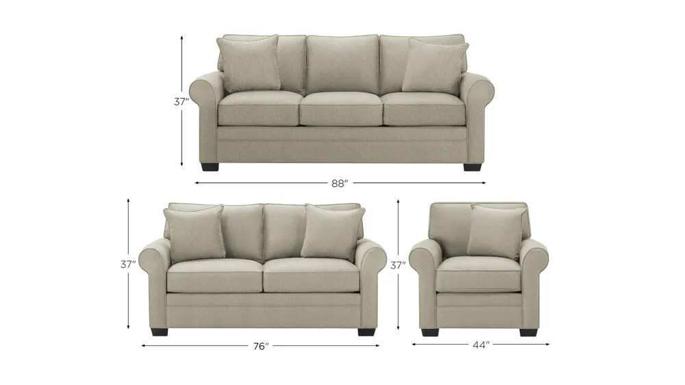 Wellsley Living Room Set Dimensions