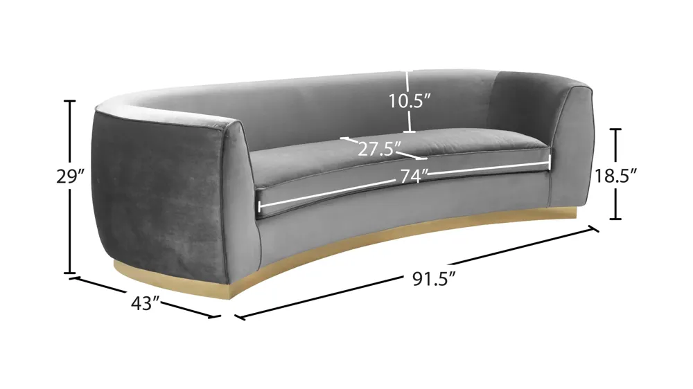 Julian Velvet Sofa Dimensions