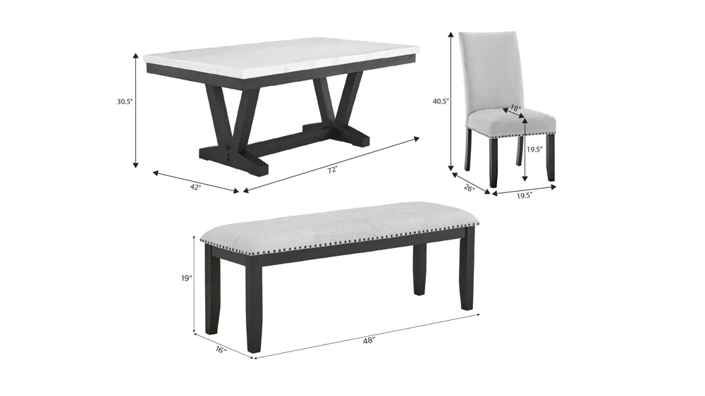 Varley 6-pc. Dining Set Dimensions