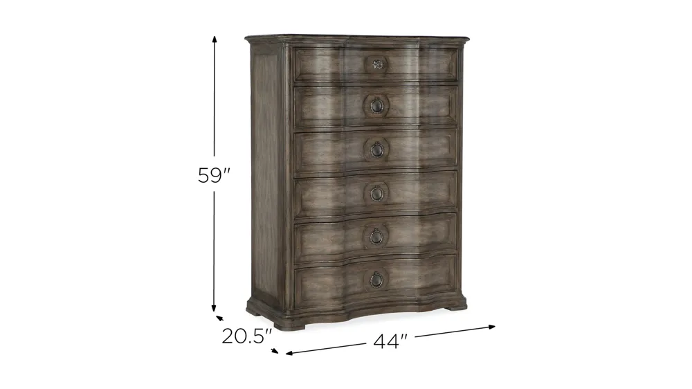 Woodlands Six-Drawer Chest Dimensions