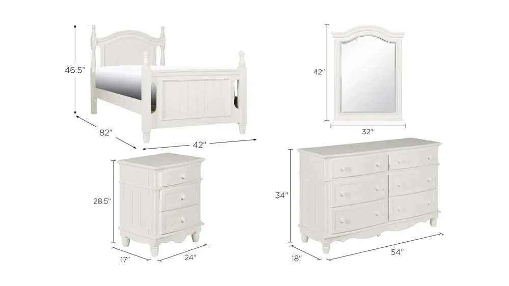 Willow Point 4-pc. Bedroom Set Dimensions