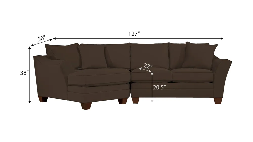 Foresthill 2-pc. Left Hand Cuddler Sectional Sofa Dimensions