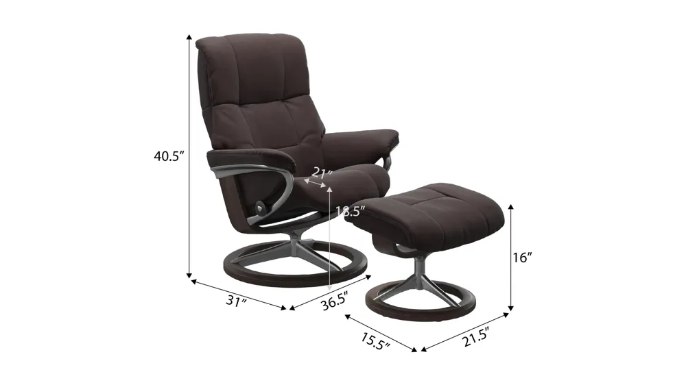Mayfair Large Signature Chair w/ Ottoman Dimensions