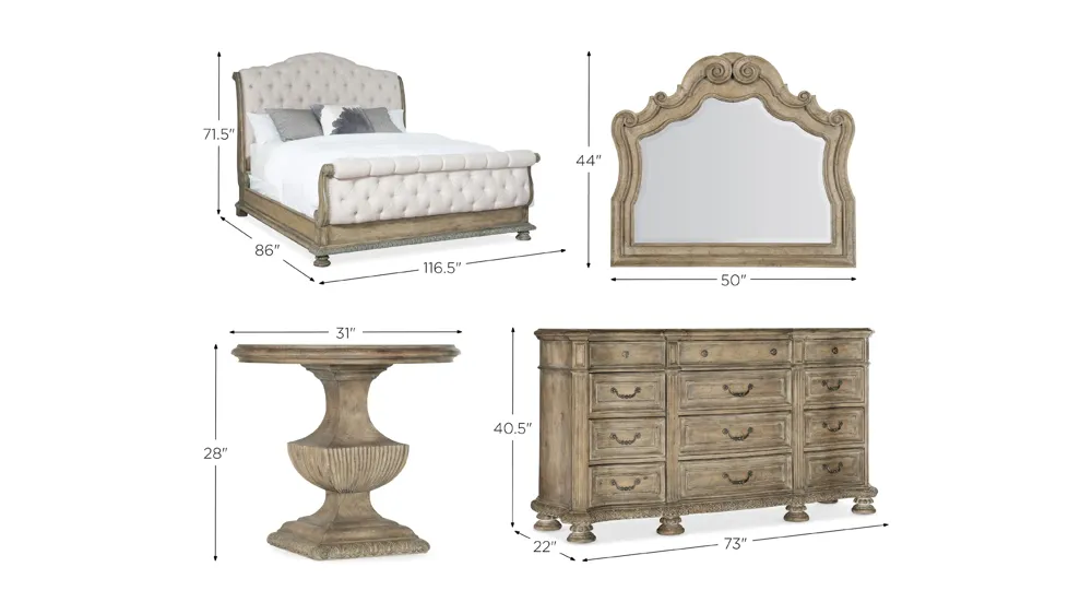 Castella 4-pc. Tufted Bedroom Set Dimensions