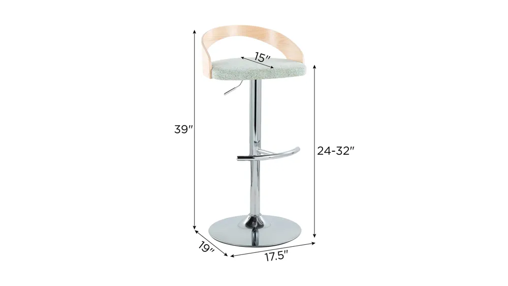 Grotto Adjustable Barstool - Set of 2 Dimensions