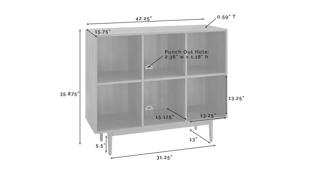 Liam 6 Cube Bookcase Dimensions