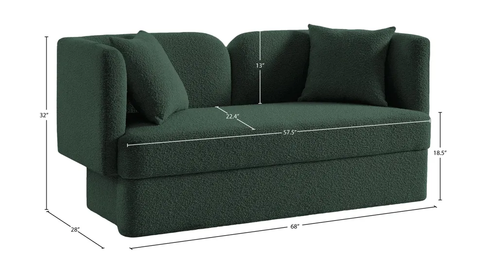 Marcel Boucle Fabric Loveseat Dimensions