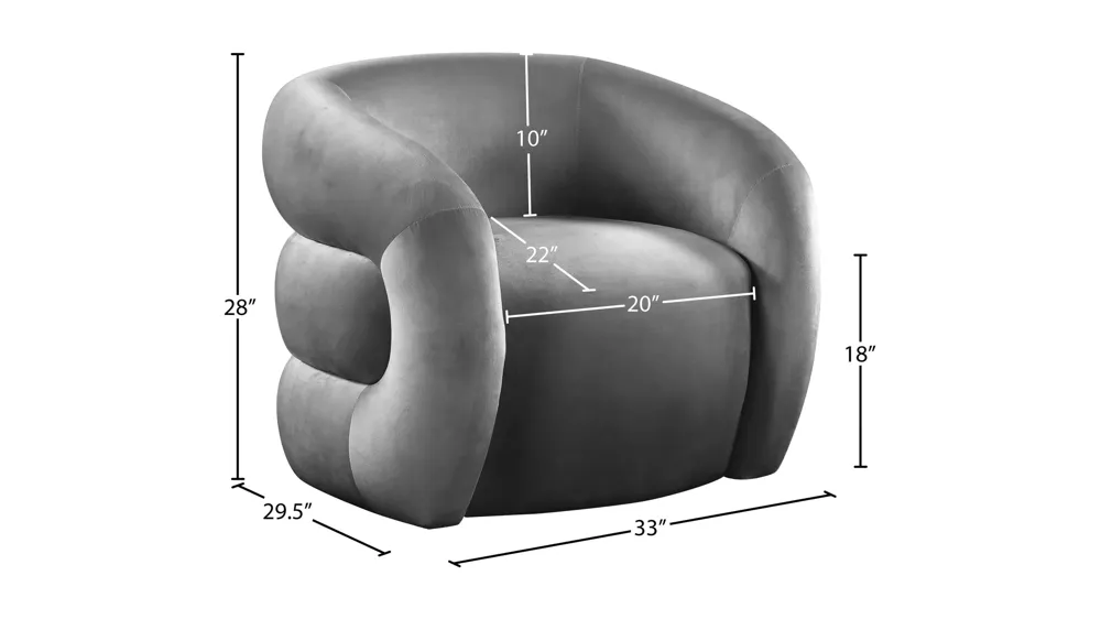 Roxbury Velvet Accent Chair Dimensions