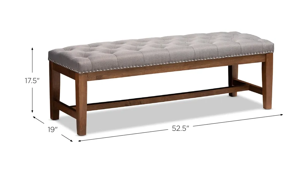 Ainsley Fabric Upholstered Wood Bench Dimensions