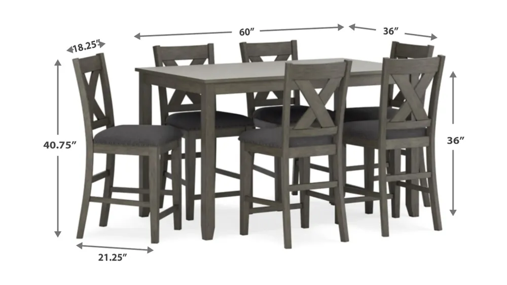 Nash Counter-Height 7-pc. Dining Set Dimensions