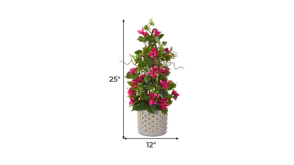 Bougainvillea Artificial Climbing Plant in Designer Vase Dimensions