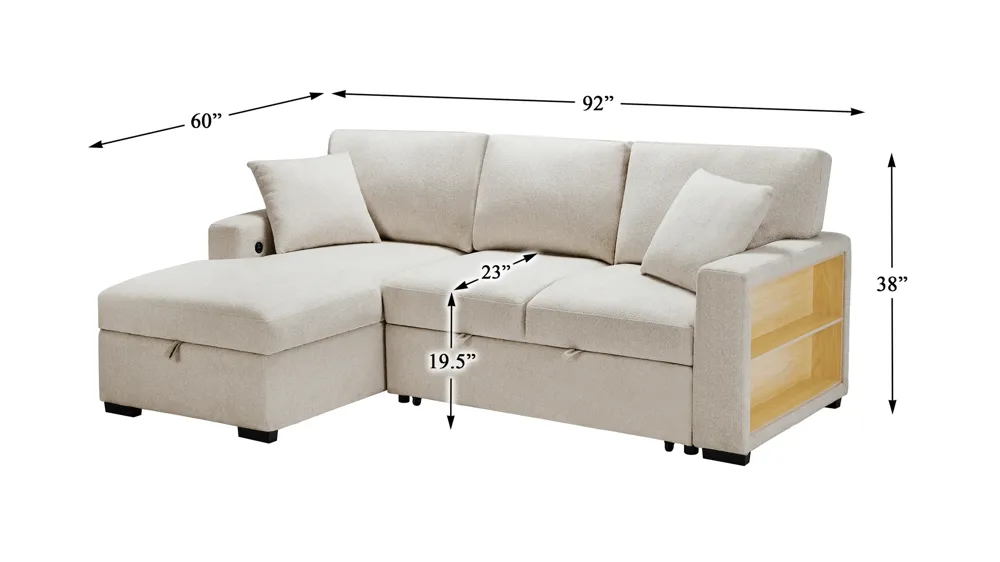 Mallory Sectional w/ Pull-out Bed Dimensions