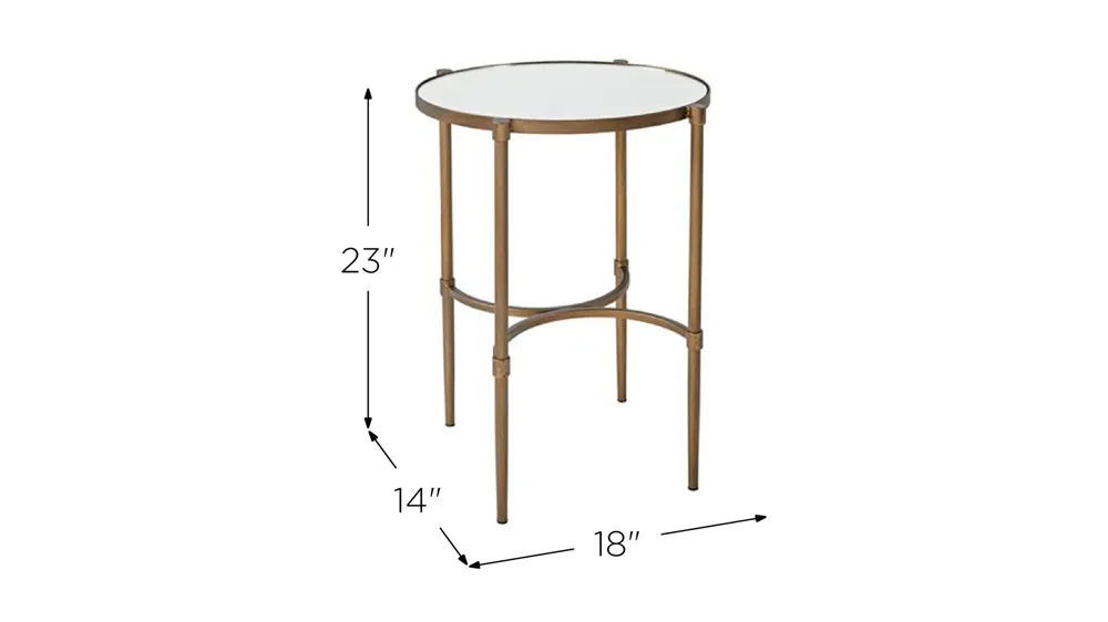 Lia Mirror Top Oval End Table Dimensions