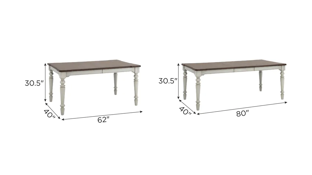 Saybrook Dining Table w/ Leaf Dimensions