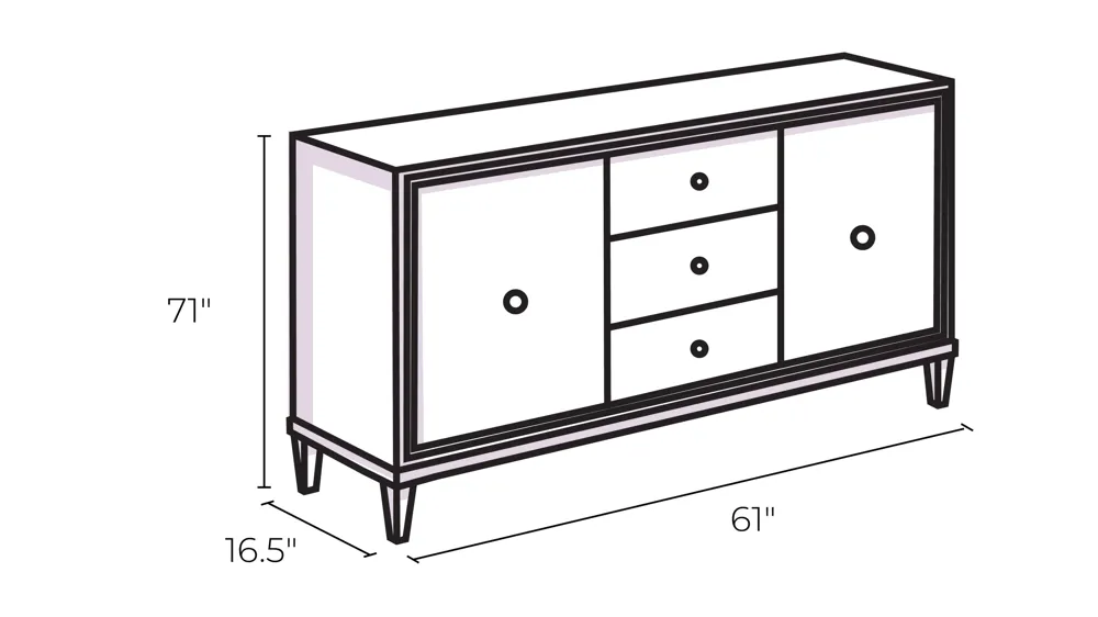 Loft Brown 6 Drawers and 6 Doors Buffet & Hutch Dimensions