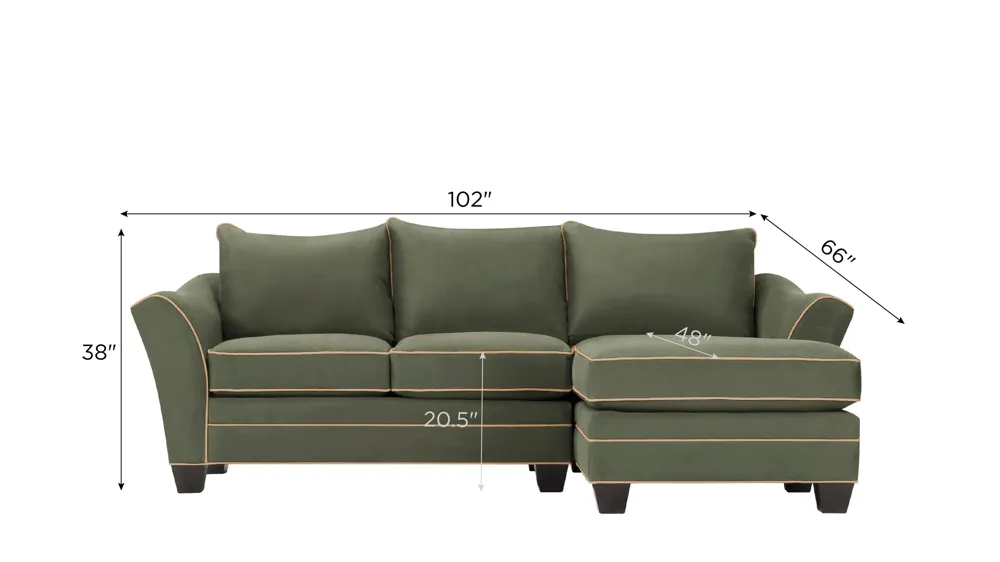 Foresthill 2-pc. Right Hand Chaise Sectional Sofa Dimensions