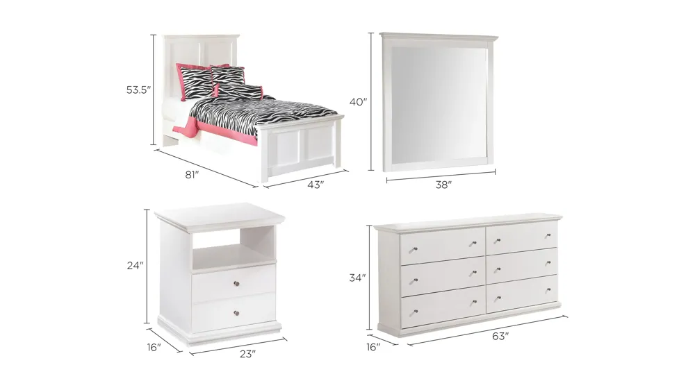 Adele 4-pc. Bedroom Set Dimensions
