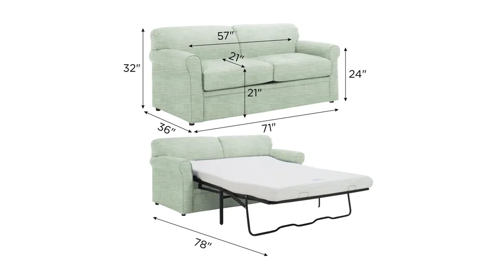 Luann Full Sleeper Sofa Dimensions
