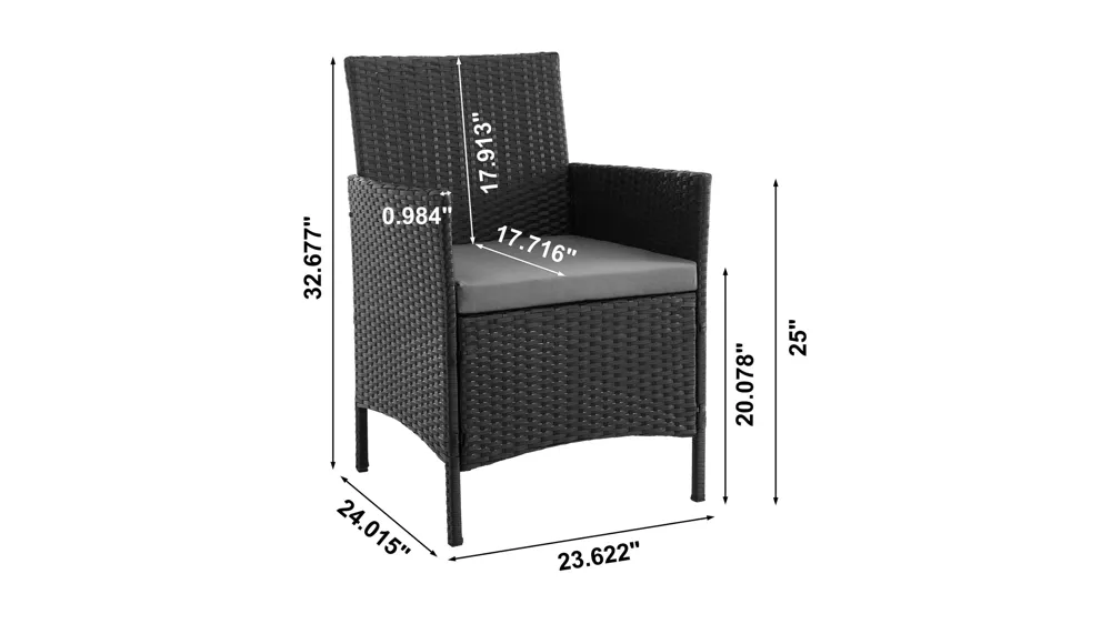 Imperia 3 Pc Outdoor Patio Set Dimensions