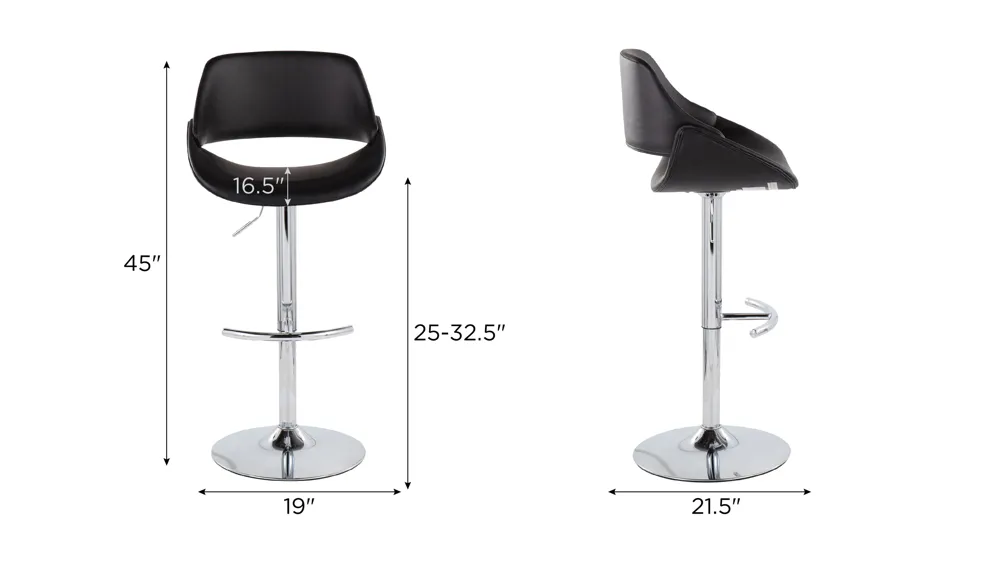 Fabrico Adjustable Barstool - Set of 2 Dimensions