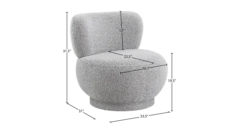 Calais Boucle Fabric Accent Chair Dimensions